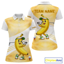 Load image into Gallery viewer, Funny Banana Golf Polo Shirt Custom Name – Cute Banana Golfer Golf Polo For Women 