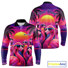 Load image into Gallery viewer, Custom Neon Flamingo Paradise Mens Golf Shirt Polo, Cool Flamingo Golf Team Outfits NHT548