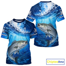 Load image into Gallery viewer, Striped Bass Short Sleeve T-Shirt Ocean Blue 3D All Over Print Performance Shirt 