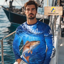 Load image into Gallery viewer, Redfish (Red Drum) Fishing Jersey Ocean Blue 3D All Over Print Long Sleeve Performance Shirt 