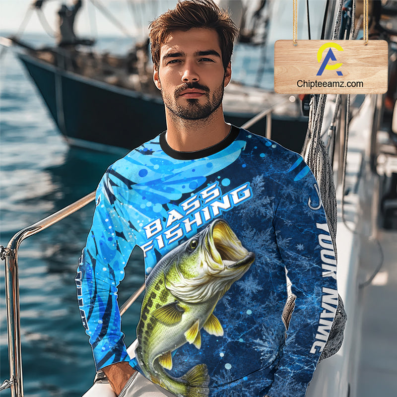 Bass Fishing Shirt For Men, Ice Fishing Shirt, Largemouth Bass Long Sleeve Fishing Gift NHT1388