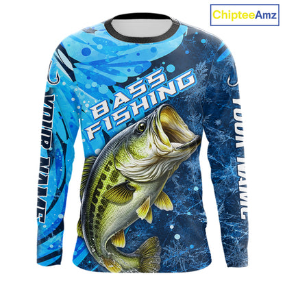 Bass Fishing Shirt For Men, Ice Fishing Shirt, Largemouth Bass Long Sleeve Fishing Gift NHT1388