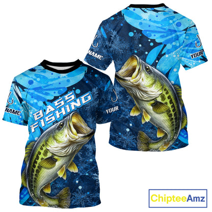 Bass Fishing Shirts Short Sleeve For Men, Ice Fishing Shirts Short Sleeve, Largemouth Bass Long Sleeve Fishing Gift NHT1388