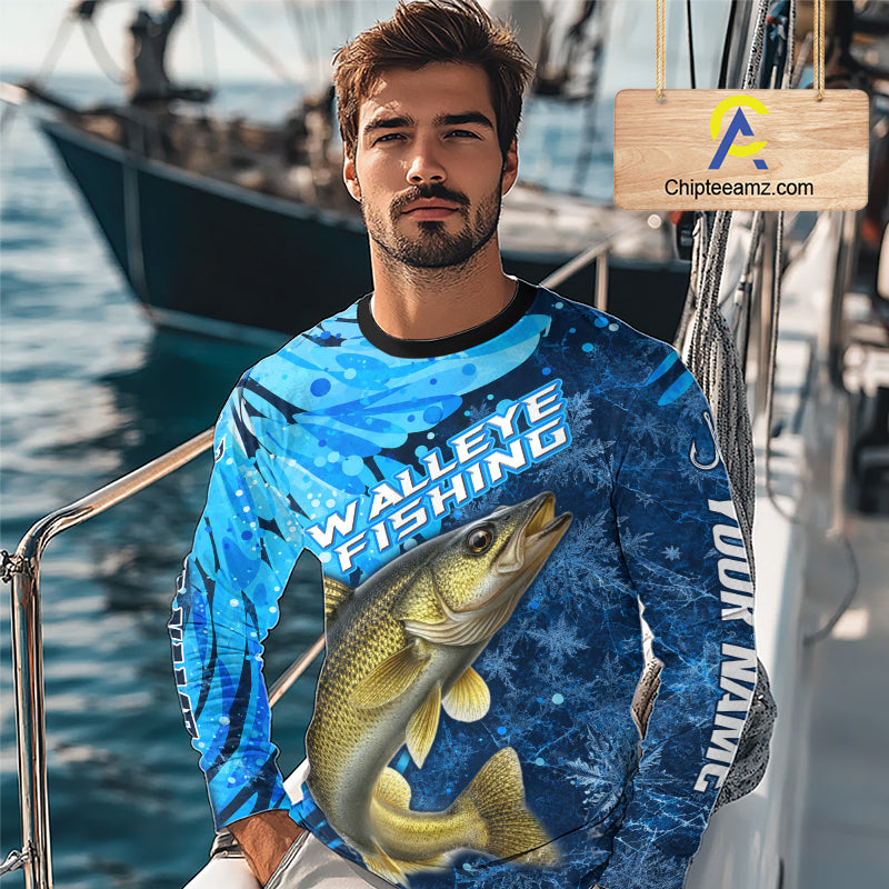 Walleye Fishing Shirt For Men, Ice Fishing Shirt, Walleye Long Sleeve Fishing Gift NHT1389
