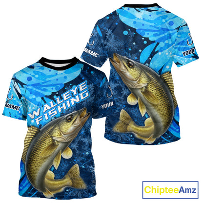 Walleye Fishing Shirts Short Sleeve For Men, Ice Fishing Shirts Short Sleeve, Walleye Long Sleeve Fishing Gift NHT1389