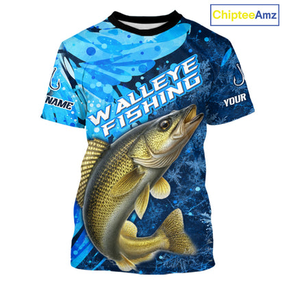 Walleye Fishing Shirts Short Sleeve For Men, Ice Fishing Shirts Short Sleeve, Walleye Long Sleeve Fishing Gift NHT1389