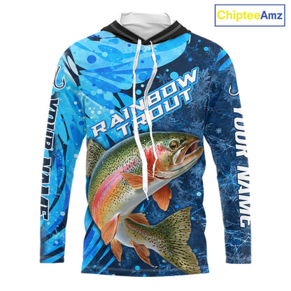 Rainbow Trout Fishing Shirts Hooded For Men, Ice Fishing Shirts, Rainbow Trout Long Sleeve Fishing Gift NHT1390