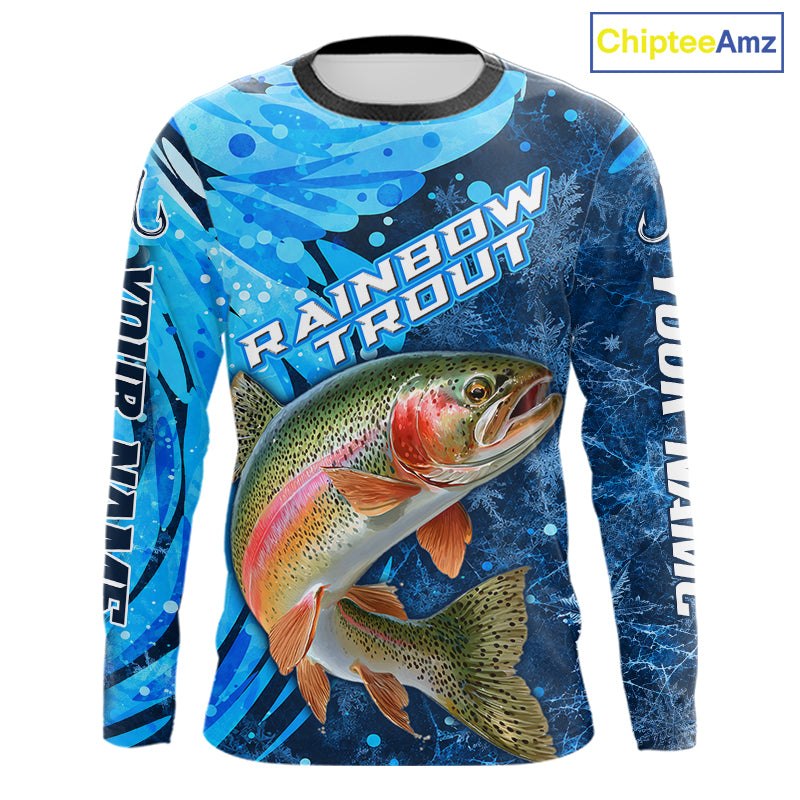 Rainbow Trout Fishing Shirt For Men, Ice Fishing Shirt, Rainbow Trout Long Sleeve Fishing Gift NHT1390
