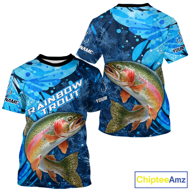 Rainbow Trout Fishing Shirts Short Sleeve For Men, Ice Fishing Shirts Short Sleeve, Rainbow Trout Long Sleeve Fishing Gift NHT1390