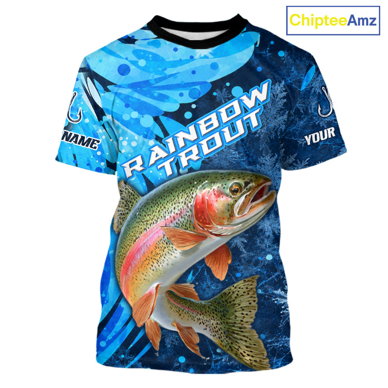 Rainbow Trout Fishing Shirts Short Sleeve For Men, Ice Fishing Shirts Short Sleeve, Rainbow Trout Long Sleeve Fishing Gift NHT1390