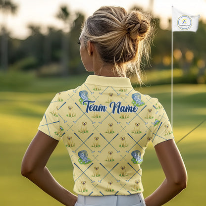 Funny Yellow Labrador Golf Polo Shirt For Team, Womens Polo Shirt For Golf Lovers NHT564