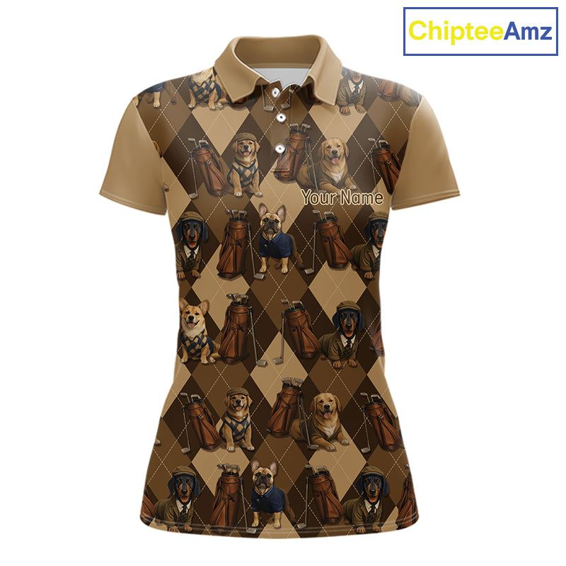 Funny Dog Pattern Womens Golf Polo Shirt For Team, Best Golf Dog Custom Pet For Golf Lovers NHT566