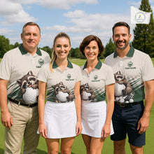Load image into Gallery viewer, Custom Green Raccoon Golf Jersey For Mens, Custom Name Funny Golf Top For Team NHT935