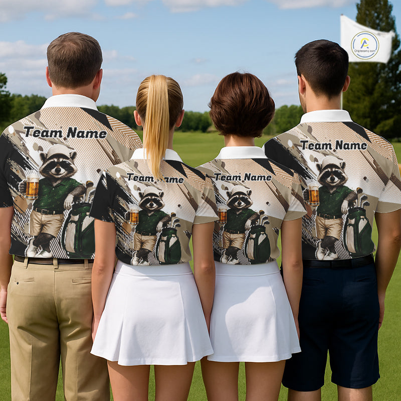 Custom Beige Funny Raccoon Golf Team Shirt For Womens, Golf Jersey Polo Shirt Outfit NHT937