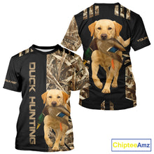 Load image into Gallery viewer, Personalized Yellow Lab Duck Hunting Custom Name All Over Print Shirt, Duck Hunting Gifts NHT241