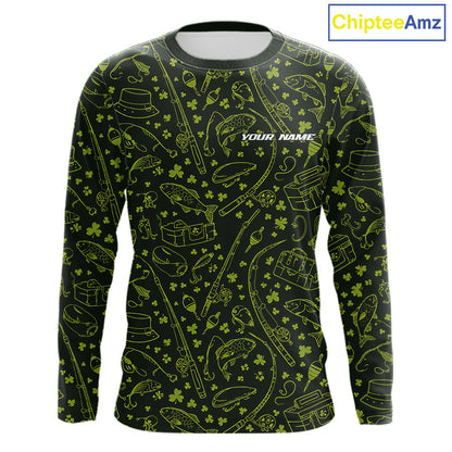 Fishing Shirt Long Sleeve, Patrick Day Fishing Jersey Personalized Name, Team Name NHT426