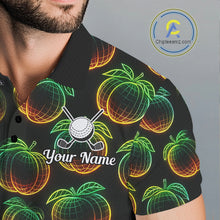 Load image into Gallery viewer, Funny Neon Colorful Peach In Dark Golf Men's Polo Shirt, Funny Fruit Pattern Polo Top NHT578