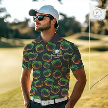 Load image into Gallery viewer, Funny Neon Colorful Peach In Dark Golf Men's Polo Shirt, Funny Fruit Pattern Polo Top NHT578