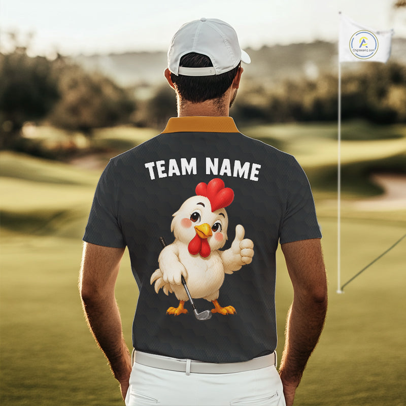 Funny Chicken Golf Polo Shirt Personalized Custom Name Rooster Golfer Polo For Men NHT946