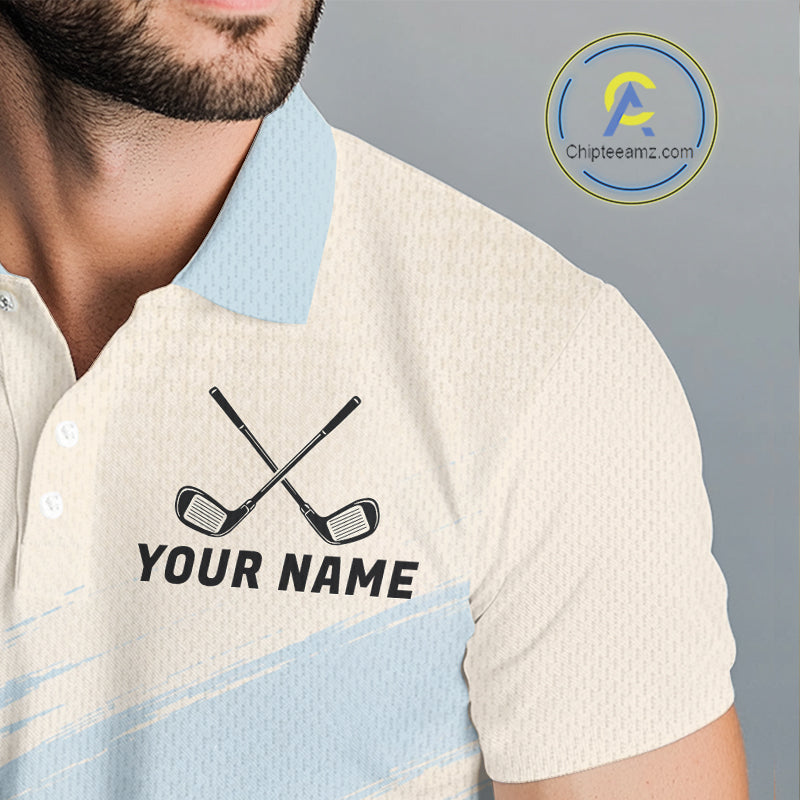 Funny Chicken Golf Polo Shirt Personalized Custom Name Blue Golf Polo For Men NHT949