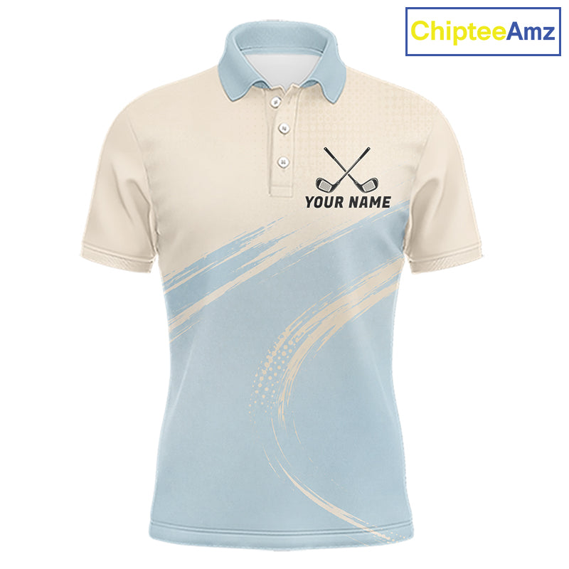 Funny chicken golf polo shirt personalized custom name blue golf polo for men