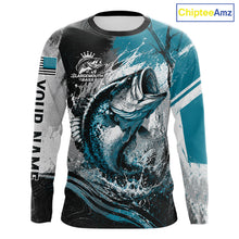 Load image into Gallery viewer, Personalized Bass Fishing Shirts Long Sleeve, Patriotic American Flag Fishing Jersey 