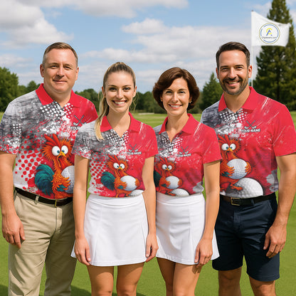 Personalized Funny Chicken Golf Polo Shirt Custom Team Name Golf Gift For Men Red NHT1255