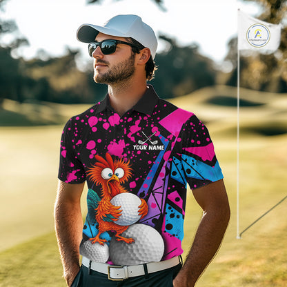 Colorful Funny Chicken Golf Jersey For Men Golf League Golf Team Shirts NHT953