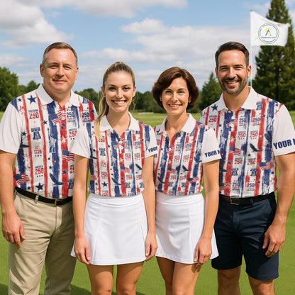 Women's Custom America 250Th Anniversary Polo - Vintage Patriotic USA Flag Personalized Performance Jersey