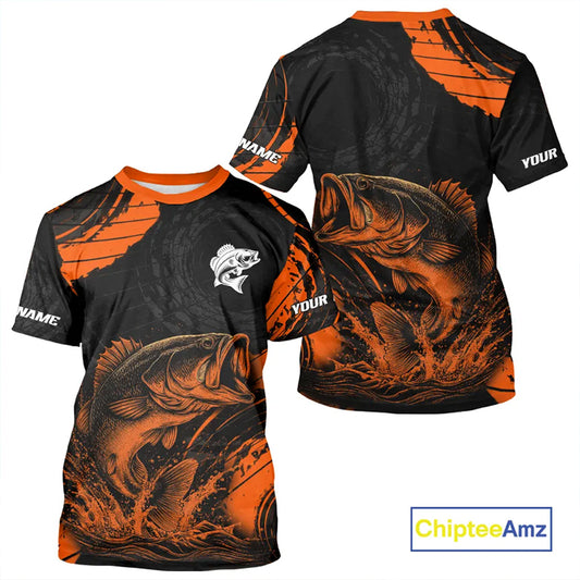 Personalized Bass Fishing Jerseys, Bass Fishing Scale T-Shirt| Orange NHT388