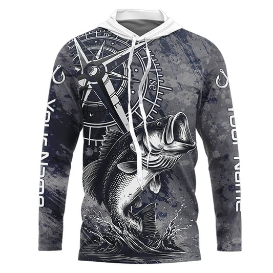 Personalized Bass Performance Fishing Shirts , Bass Compass Tournament Shirts NHT389