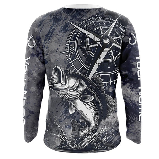 Personalized Bass Performance Fishing Shirts , Bass Compass Tournament Shirts NHT389
