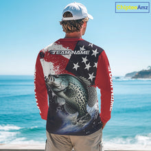 Load image into Gallery viewer, Personalized Crappie Fishing Jerseys, Custom American Flag Crappie Fishing Shirts Long Sleeve NHT491