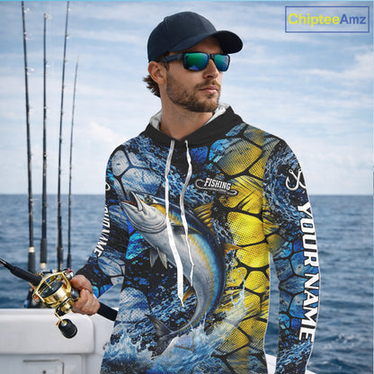 Tuna Fishing Customize Name Long Sleeve Fishing Shirts, Personalized Tuna Fishing Gift NHT438