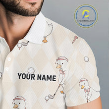 Load image into Gallery viewer, Personalized Argyle Funny Duck Pattern Polo Shirt - Custom Golf Team Gift