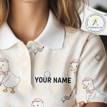 Load image into Gallery viewer, Personalized Argyle Funny Duck Pattern Womens Golf Polo Shirt - Custom Golf Team Gift