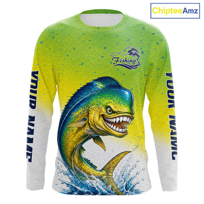 Personalized Offshore Fishing Jerseys, Mahi Mahi Angry Tournament Fishing Shirts For Men NHT1311