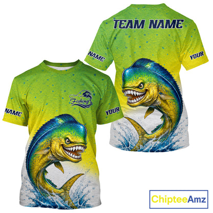 Personalized Offshore Fishing Jerseys, Mahi Mahi Angry Tournament Fishing T - Shirt For Men NHT1311
