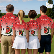 Load image into Gallery viewer, Custom Name Team Name Watermelon Mens Golf Polo Shirt - Funny Cartoon Golf Clothing NHT1175