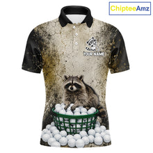 Load image into Gallery viewer, Custom Raccoon Golf Polo Shirt For Men - Personalized Funny Vintage Golf Apparel 