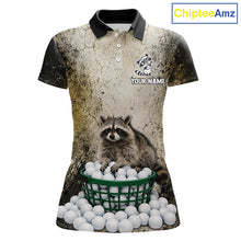 Load image into Gallery viewer, Custom Raccoon Golf Polo Shirt For Women - Personalized Funny Vintage Golf Apparel 