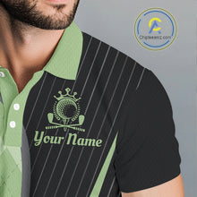 Load image into Gallery viewer, Mens Golf Polo Shirt Green Black Argyle Plaid Golf Pattern Custom,  Mens Shirt Golf Tops NHT667