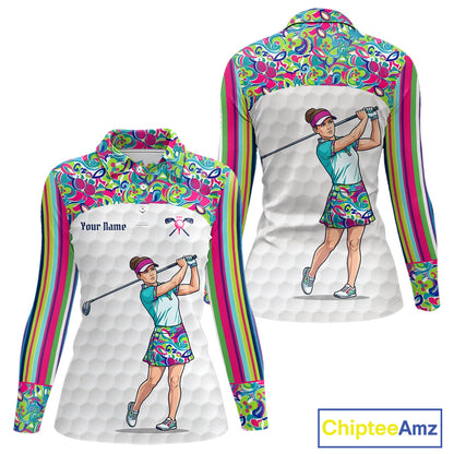 Personalized Golf Polo Shirt Custom Name Golf Shirt Funny Golfer Gift Womens Golf Jersey Colorful Golf Outfit NHT686