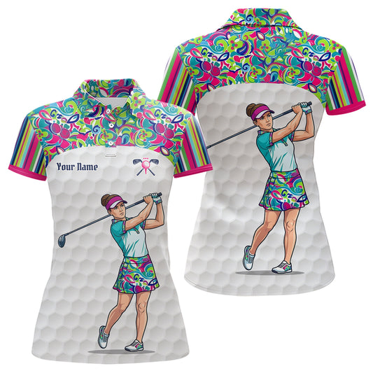Personalized Golf Polo Shirt Custom Name Golf Shirt Funny Golfer Gift Womens Golf Jersey Colorful Golf Outfit NHT686
