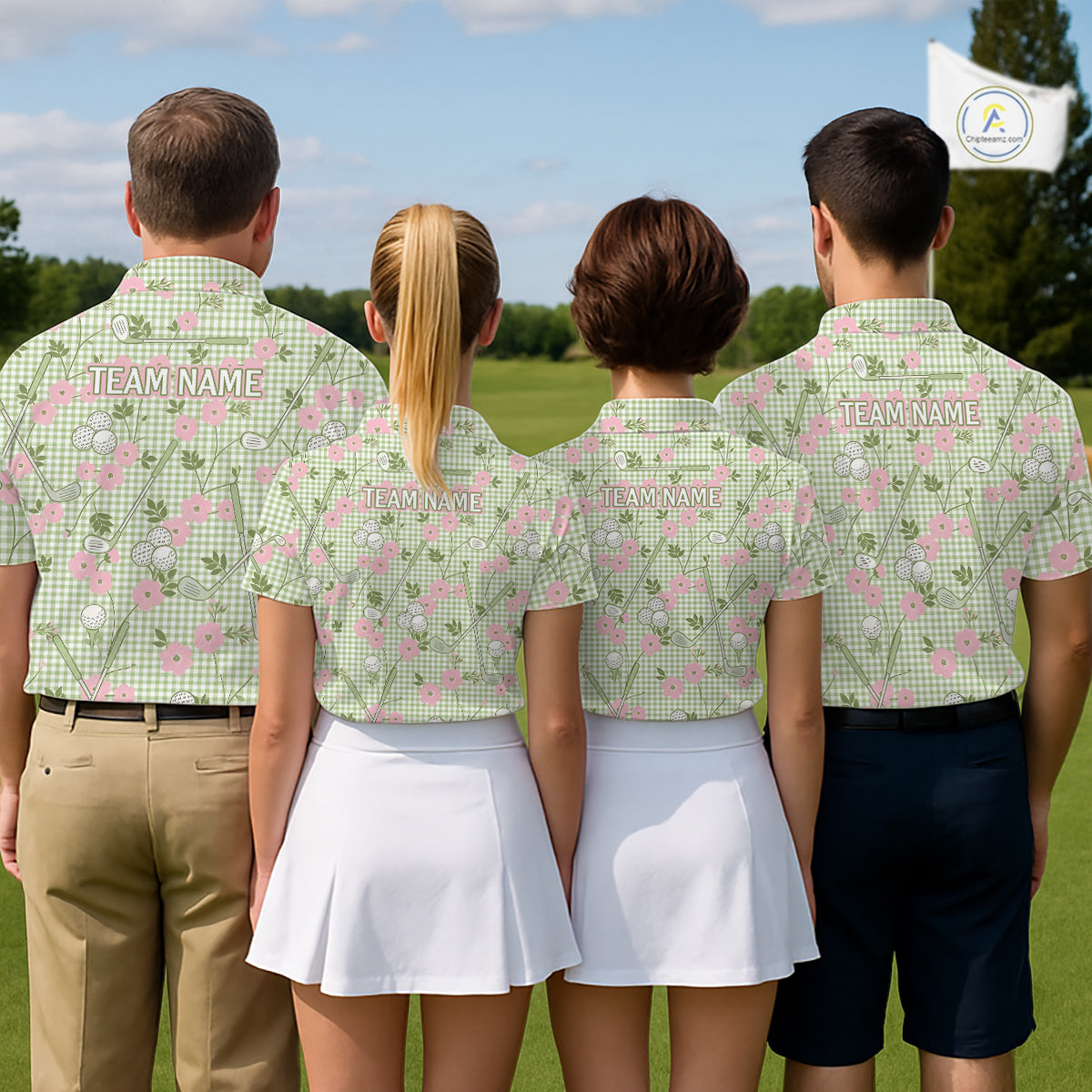 Floral Golf Polo Shirt Personalized Gingham Golf Shirt Custom Name Cute Golf Outfit For Womens Golf Gift NHT688