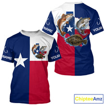 Load image into Gallery viewer, Texas Slam Short Sleeve Fishing T-Shirts With Redfish, Trout &amp; Flounder Texas Saltwater Fishing Shirt For Men 