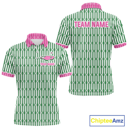 Funny Pink Green Geometric Polo Golf Shirt, Retro Style Performance Golf Top For Family Team Shirt NHT692