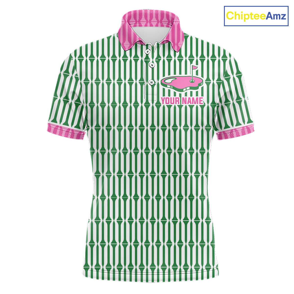 Funny Pink Green Geometric Polo Golf Shirt, Retro Style Performance Golf Top For Family Team Shirt NHT692