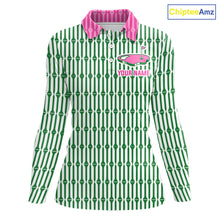 Load image into Gallery viewer, Funny Pink Green Geometric Womens Polo Golf Shirt, Retro Style Performance Golf Top For Family Team Shirt  NHT692