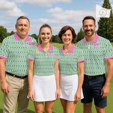 Load image into Gallery viewer, Funny Pink Green Geometric Womens Polo Golf Shirt, Retro Style Performance Golf Top For Family Team Shirt  NHT692